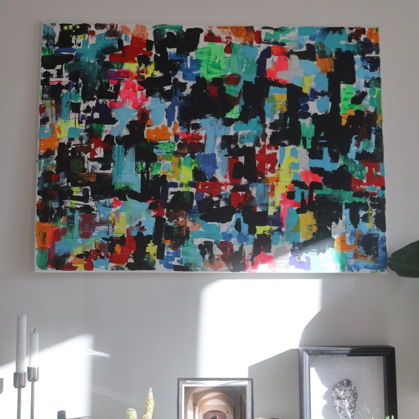 Bright abstract painting with colorful geometric brushstrokes – Lily Glow Home Decor