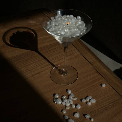 Pearl martini glass candle with wax pearls – Lily Glow Home Decor