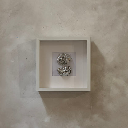 Two silver oyster shells framed in white square frame – Lily Glow Home Decor