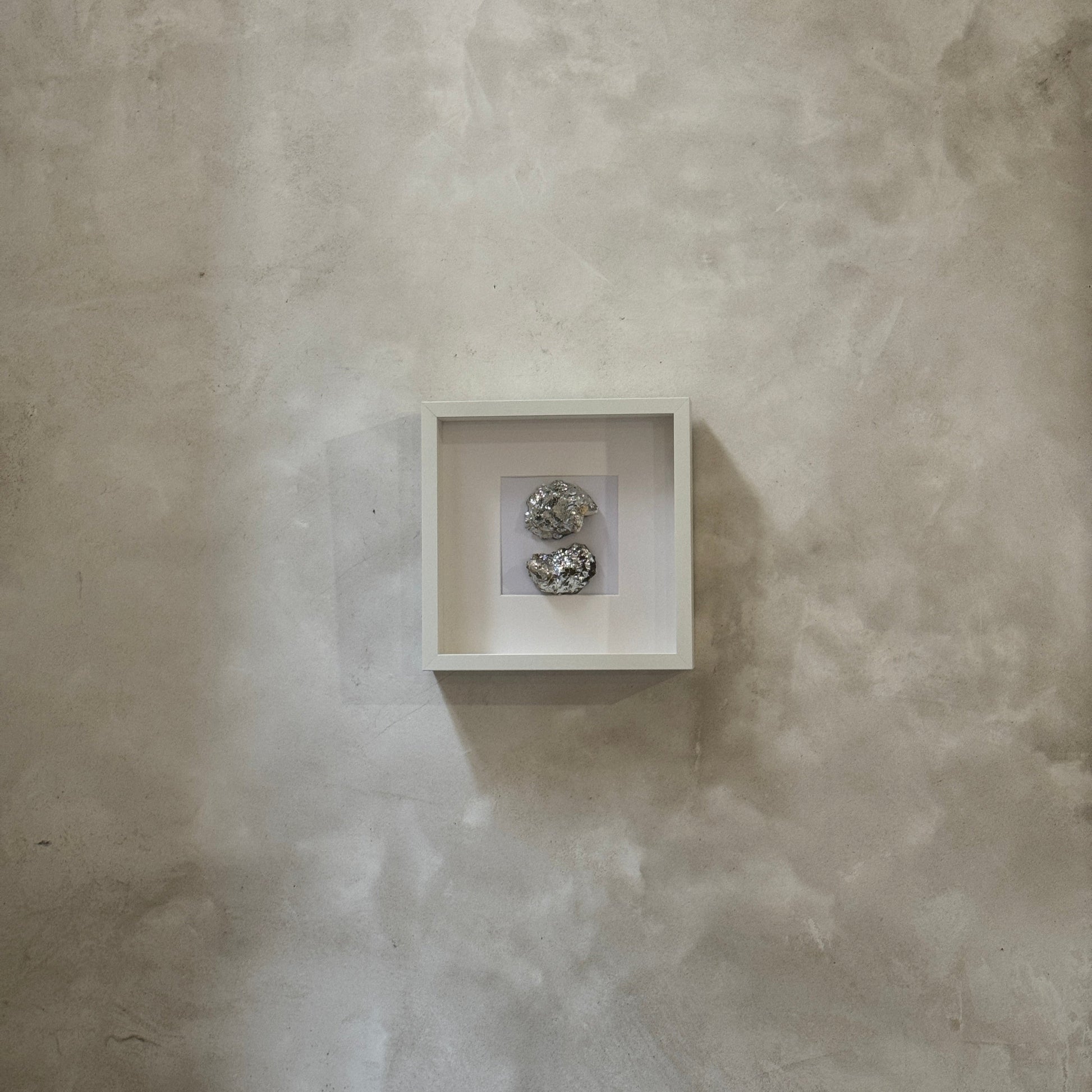 Two silver oyster shells framed in white square frame – Lily Glow Home Decor