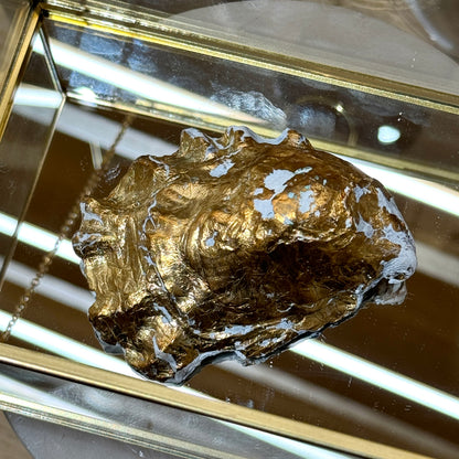 Bottom view of a gold-leafed oyster seashell candle by Lily Glow Home Decor 