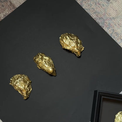Two gold oyster shells in black wooden frame – Lily Glow Home Decor
